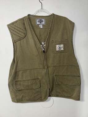 Vintage 90s Acme Clothing Looney Tunes Embroidered Characters Khaki Vest L/XL